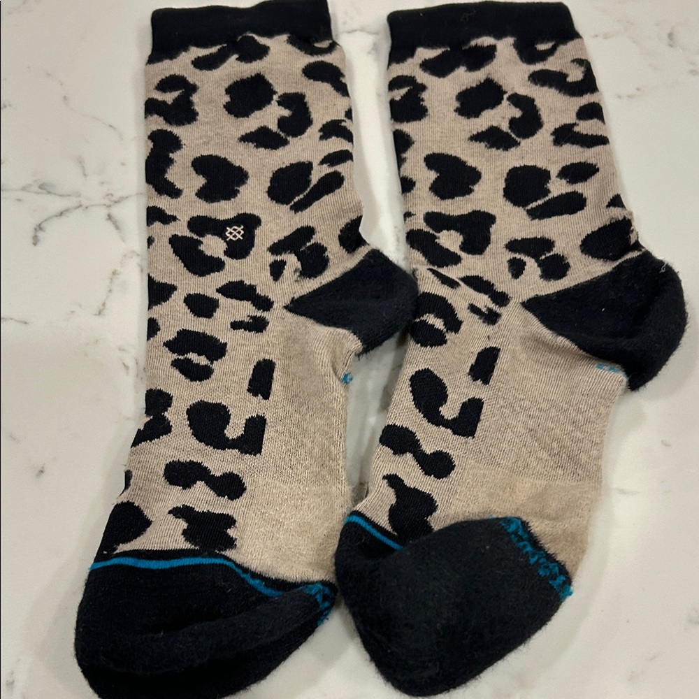 Stance Black and Cream Leopard Print Women’s Socks